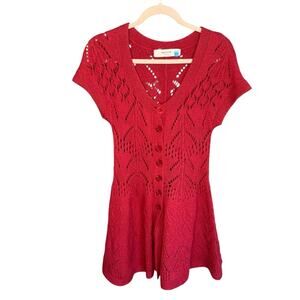 Anthropologie Sparrow women’s red knit cardigan dress size small